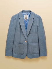 Joules Albury Blue Herringbone Jersey Tweed Blazer - Image 14 of 14