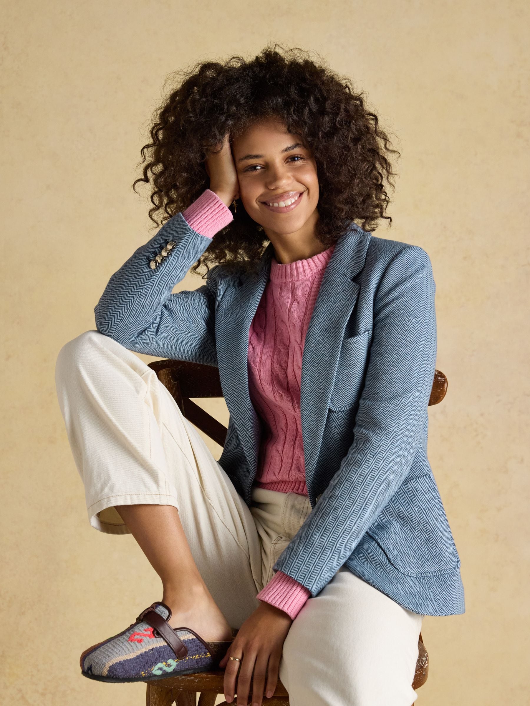 Buy Joules Albury Blue Herringbone Jersey Tweed Blazer from Next USA