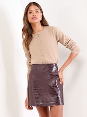 Lipsy Cherry Red Croc Faux Leather Mini Skirt - Image 1 of 4
