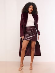 Lipsy Cherry Red Faux Leather Ruched Mini Skirt - Image 2 of 4