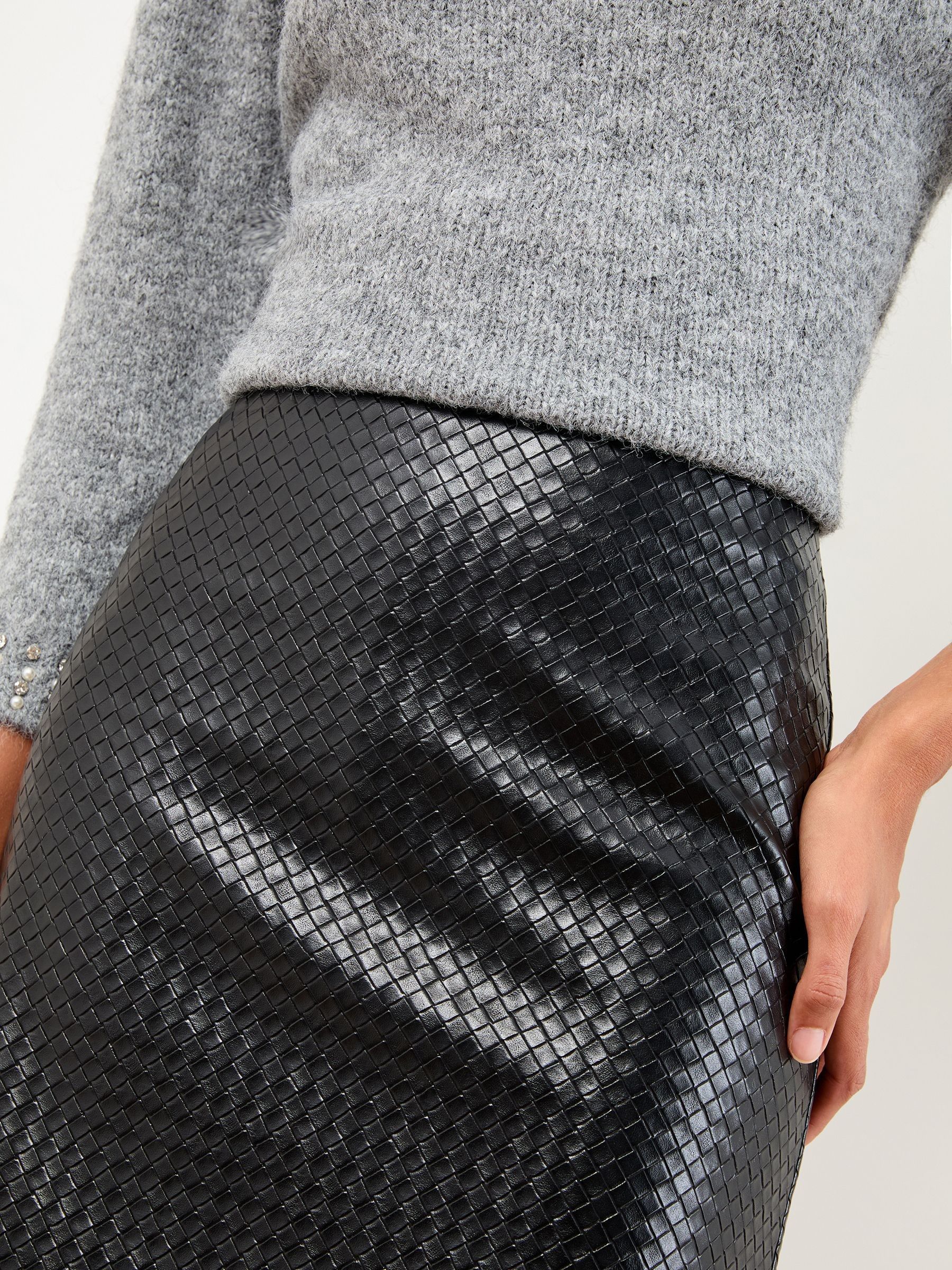 Buy Lipsy Black Faux Leather Woven Texture Mini Skirt from Next USA