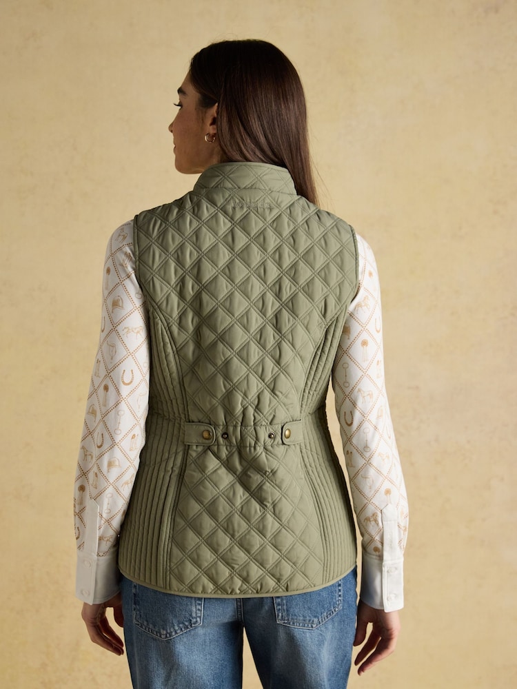 Joules Minx Sage Green Showerproof Diamond Quilted Gilet - Image 2 of 11 Joules Minx Sage Green Showerproof Diamond Quilted Gilet - Image 2 of 11