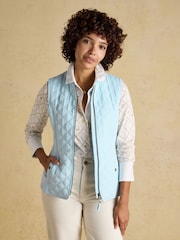 Joules Minx Blue Showerproof Diamond Quilted Gilet - Image 4 of 9