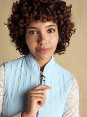 Joules Minx Blue Showerproof Diamond Quilted Gilet - Image 6 of 9