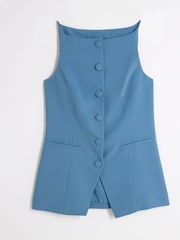 River Island Blue Square Neck Strappy Waistcoat - Image 5 of 6