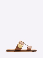 River Island Brown T-Bar Buckle Flat Sandals - Image 1 of 5