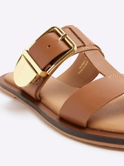 River Island Brown T-Bar Buckle Flat Sandals - Image 5 of 5