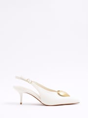 River Island White Heart Heeled Court Shoes - Image 1 of 5