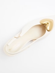 River Island White Heart Heeled Court Shoes - Image 4 of 5