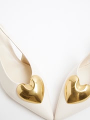 River Island White Heart Heeled Court Shoes - Image 5 of 5