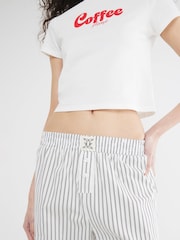 River Island Cream Coffee Slogan 100% Cotton T-Shirt and Trousers Pyjamas Set - Image 4 of 6