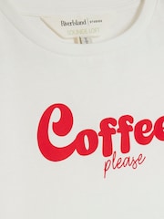 River Island Cream Coffee Slogan 100% Cotton T-Shirt and Trousers Pyjamas Set - Image 6 of 6