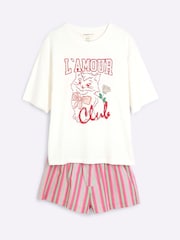 River Island Cream L'Amour 100% Cotton T-Shirt and Shorts Pyjama Set - Image 5 of 6