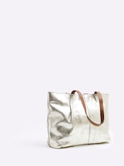 River Island Gold Metallic Leather Shopper Bag - Image 3 of 6