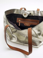 River Island Gold Metallic Leather Shopper Bag - Image 4 of 6
