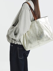 River Island Gold Metallic Leather Shopper Bag - Image 6 of 6