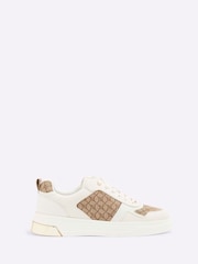 River Island Brown Lace up Monogram Trainers - Image 2 of 6