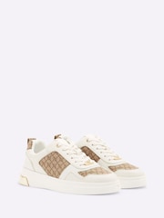 River Island Brown Lace up Monogram Trainers - Image 3 of 6