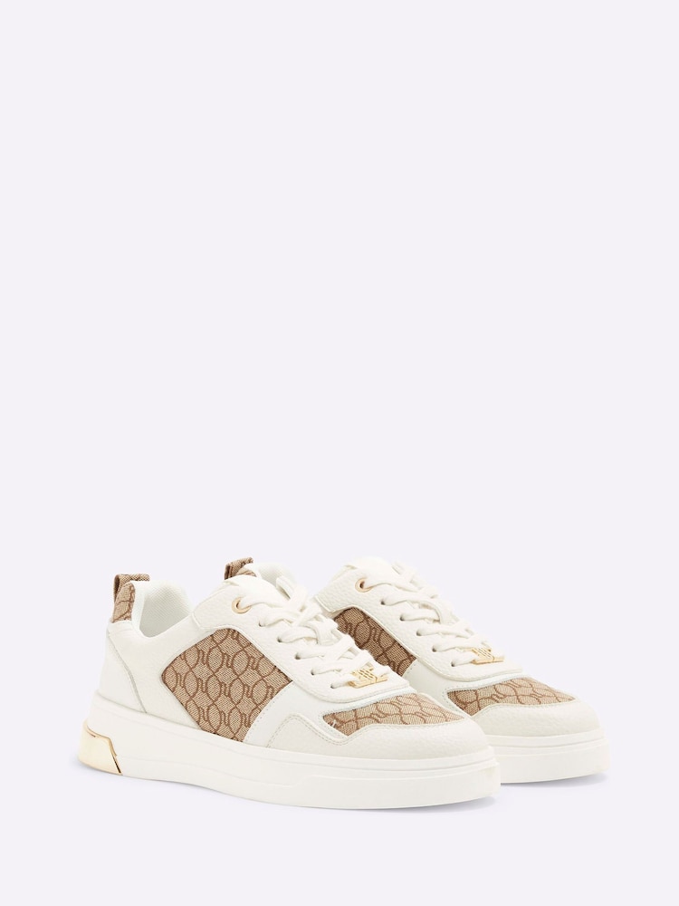 River Island Brown Lace up Monogram Trainers - Image 3 of 6