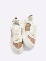 River Island Brown Lace up Monogram Trainers - Image 6 of 6