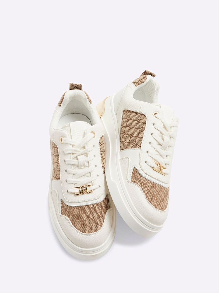 River Island Brown Lace up Monogram Trainers - Image 6 of 6