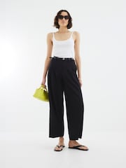 River Island Black Belted Wide Leg Trousers - Image 1 of 4
