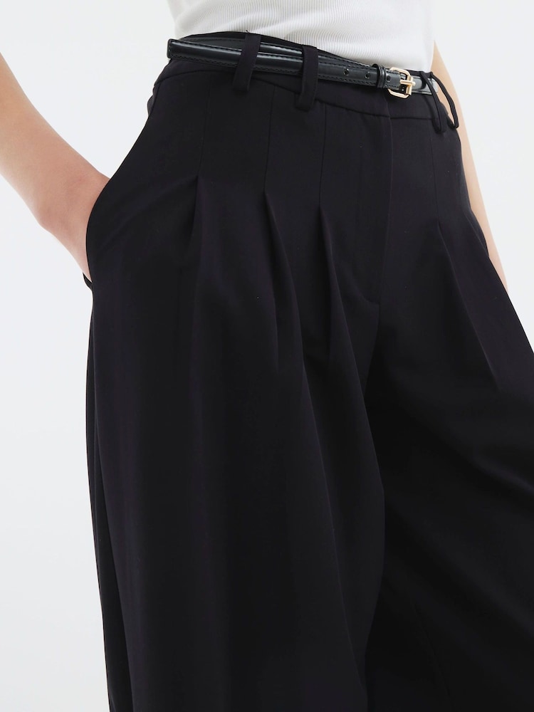 River Island Black Belted Wide Leg Trousers - Image 4 of 4