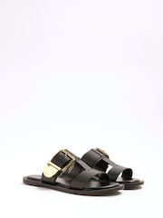 Black - River Island T-Bar Buckle Flat Sandals - Image 2 of 6