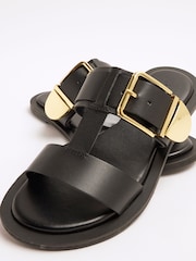 Black - River Island T-Bar Buckle Flat Sandals - Image 5 of 6