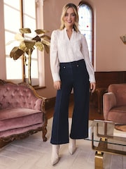 Love & Roses White Ecru Notch Neck Long Sleeve Blouse - Image 3 of 4