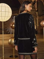 Love & Roses Black Gold RO Embroidered Velvet Jacket - Image 4 of 4