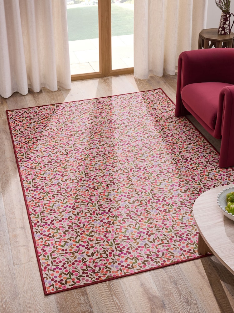Red Washable Seasonal Berries Rug - Image 1 of 5