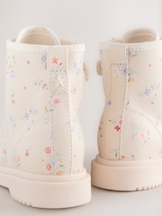 Cream Floral Wide Fit (G) Lace-Up Ankle Boots - Image 5 of 5