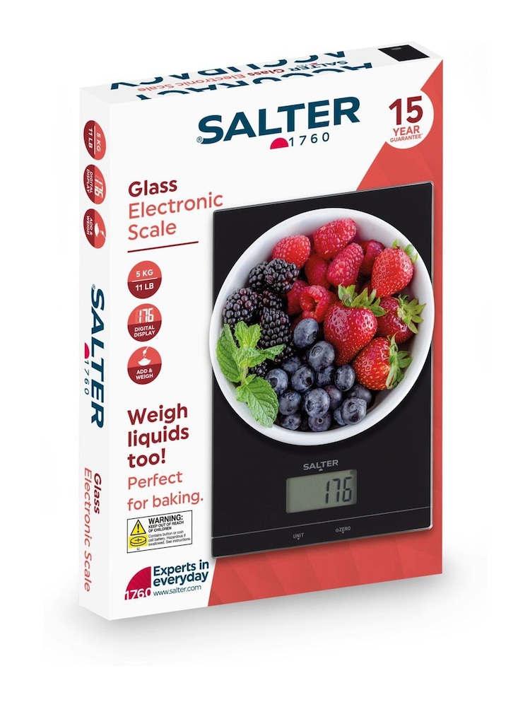 Salter Black Glass Electronic Kitchen Scale - Image 6 of 6