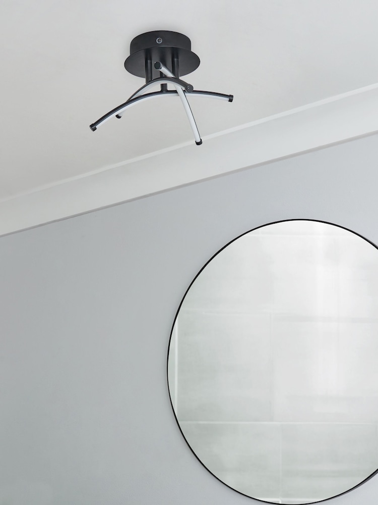BHS Black Mandra Cross-Over LED IP44 Ceiling Light - Image 2 of 7
