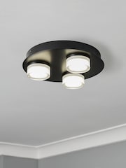 BHS Matte Black Amalfi 14w LED 3lt Plate 3 Light Flush Ceiling Light - Image 1 of 7