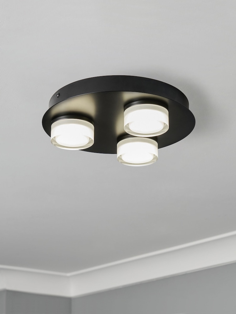 BHS Matte Black Amalfi 14w LED 3lt Plate 3 Light Flush Ceiling Light - Image 1 of 7