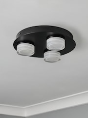 BHS Matte Black Amalfi 14w LED 3lt Plate 3 Light Flush Ceiling Light - Image 2 of 7
