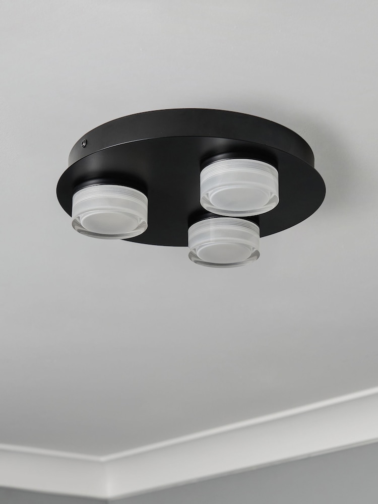 BHS Matte Black Amalfi 14w LED 3lt Plate 3 Light Flush Ceiling Light - Image 2 of 7