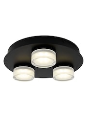 BHS Matte Black Amalfi 14w LED 3lt Plate 3 Light Flush Ceiling Light - Image 3 of 7