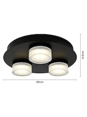 BHS Matte Black Amalfi 14w LED 3lt Plate 3 Light Flush Ceiling Light - Image 4 of 7