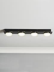 BHS Matte Black Amalfi 14w LED 3lt Plate 4 Light Flush Ceiling Light - Image 1 of 7