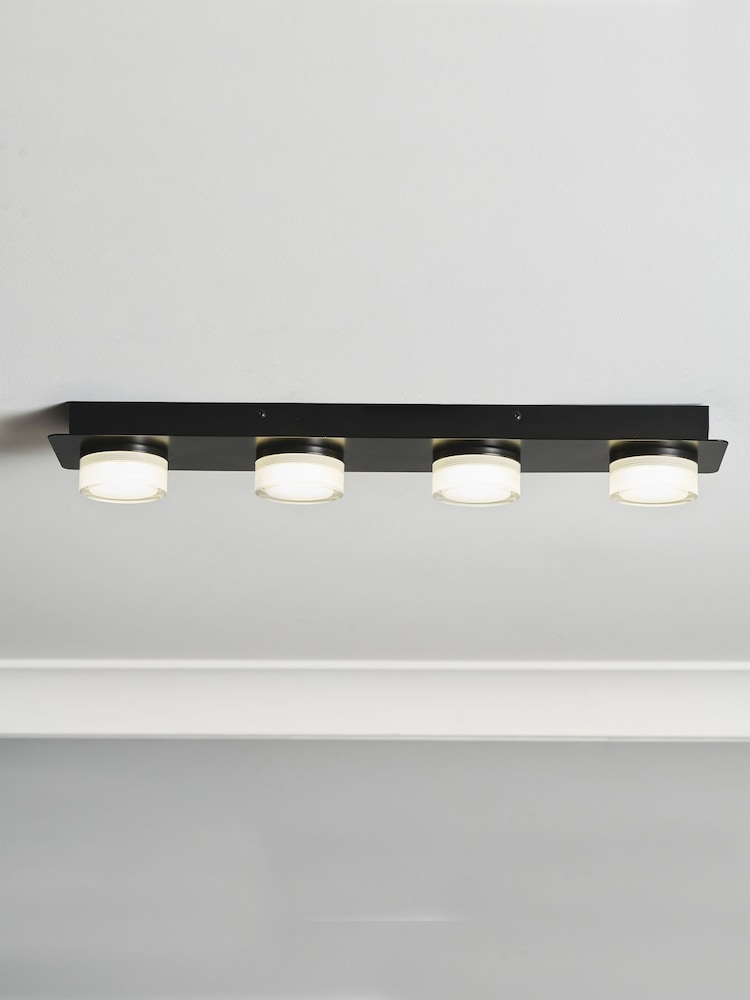 BHS Matte Black Amalfi 14w LED 3lt Plate 4 Light Flush Ceiling Light - Image 1 of 7