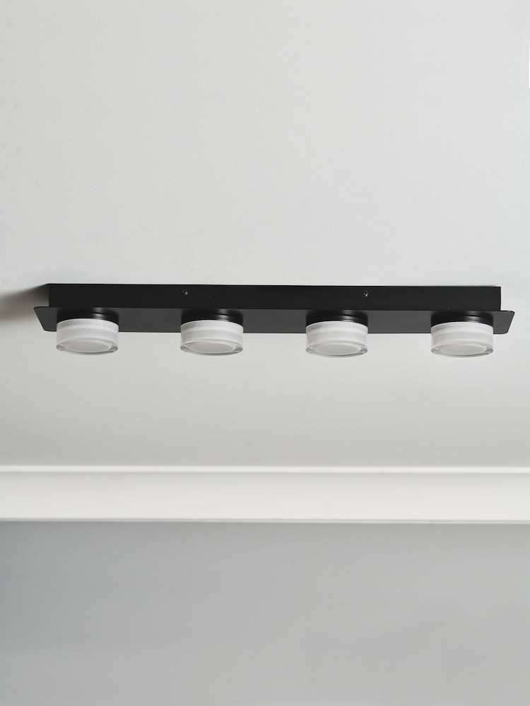 BHS Matte Black Amalfi 14w LED 3lt Plate 4 Light Flush Ceiling Light - Image 2 of 7