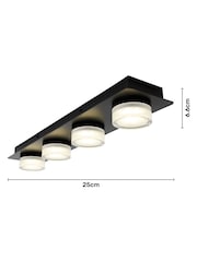 BHS Matte Black Amalfi 14w LED 3lt Plate 4 Light Flush Ceiling Light - Image 4 of 7