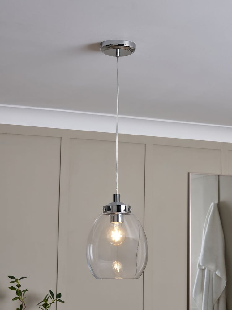 BHS Chrome Bryn Glass Tulip Bathroom Pendant - Image 1 of 7