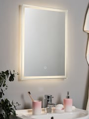 BHS White Exe 5w LED Frost Touch Demist IP44 Mirror - Image 1 of 7
