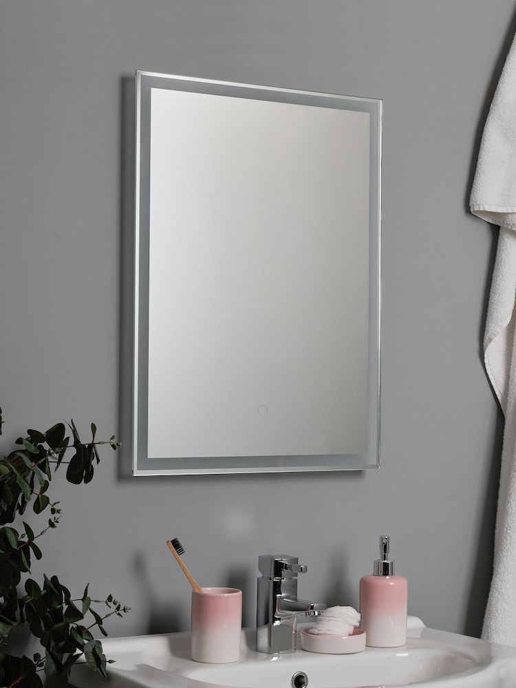 BHS White Exe 5w LED Frost Touch Demist IP44 Mirror - Image 2 of 7