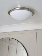 BHS Satin Nickel Opie 12w LED Glass Dome Flush Ceiling Light - Image 2 of 7
