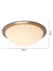 BHS Satin Nickel Opie 12w LED Glass Dome Flush Ceiling Light - Image 4 of 7